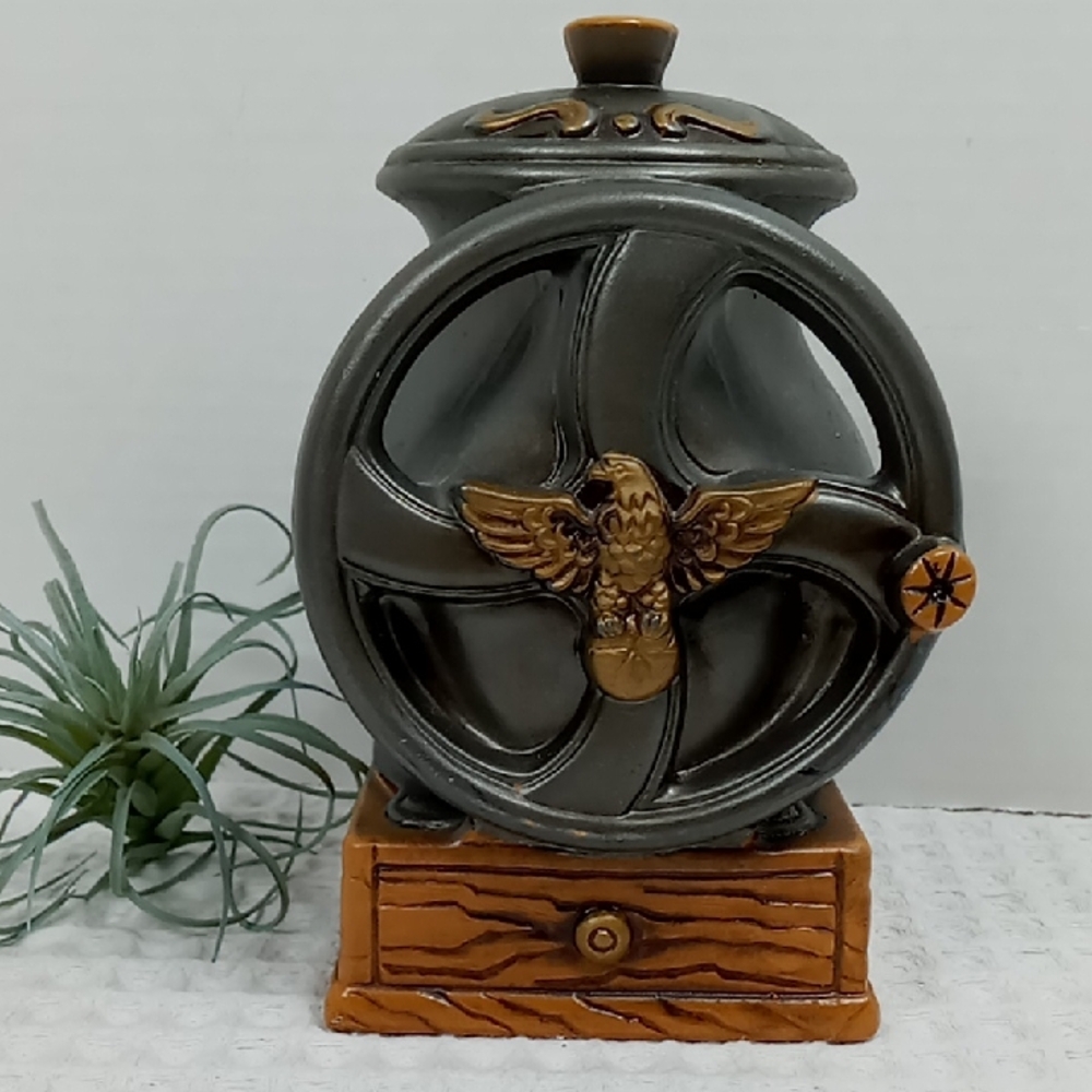 Vintage Inarco E-3912 Ceramic Coffee Grinder Planter With Eagle Motif Japan MCM